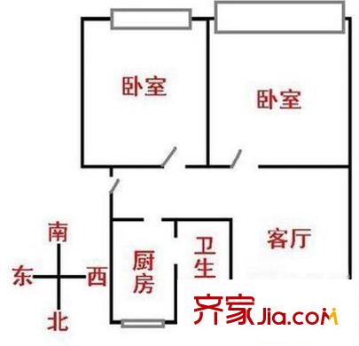 梓潼公寓戶型圖戶型圖 2室1廳1衛(wèi)1廚