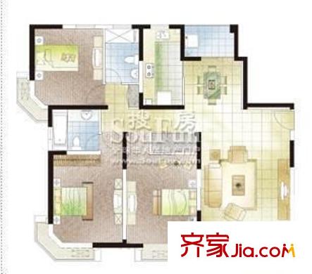 唐豐苑戶型圖戶型圖 3室2廳2衛(wèi)1廚