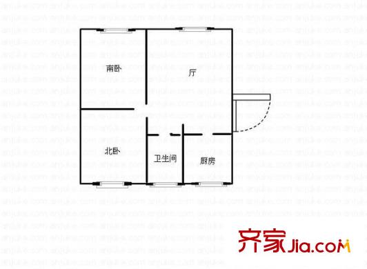 麗澤荷亭苑戶型圖戶型圖 2室2廳1衛(wèi)1廚