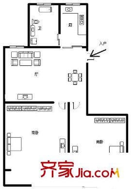 由由五村戶型圖戶型圖 2室1廳1衛(wèi)1廚