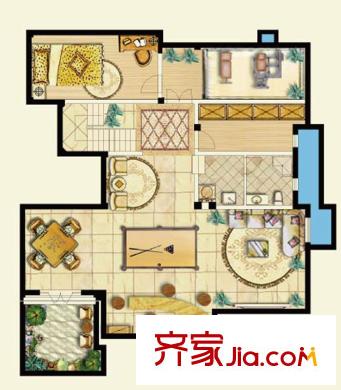 萊茵美墅戶型圖獨棟C戶型-地下室 1室1廳1衛(wèi)