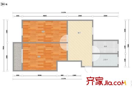 由由五村 2室 戶型圖