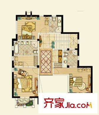 萊茵美墅戶型圖獨棟B戶型-二層 3室3衛(wèi)