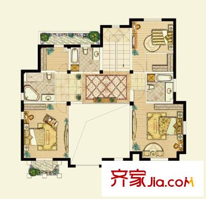 萊茵美墅戶型圖獨棟A戶型-二層 3室3衛(wèi)