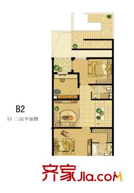 萊茵美墅戶型圖T3戶型二層平面圖 4室2廳3衛(wèi)1廚
