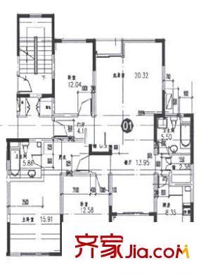 建華鉆石公寓戶型圖戶型圖 3室2廳2衛(wèi)