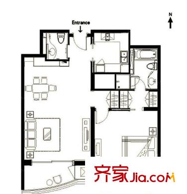 大众公寓户型图户型图 1室1厅1卫1厨