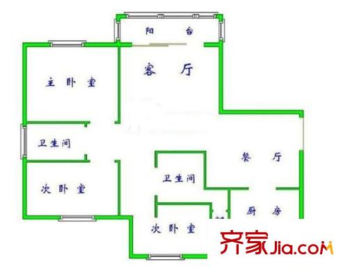 巨洋豪園戶型圖戶型圖 3室2廳2衛(wèi)1廚