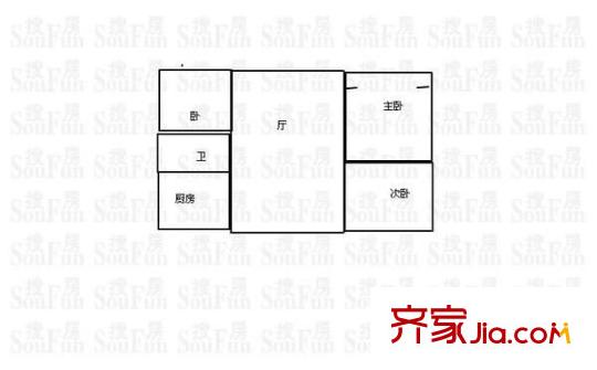 大众公寓户型图户型图 3室2厅1卫1厨