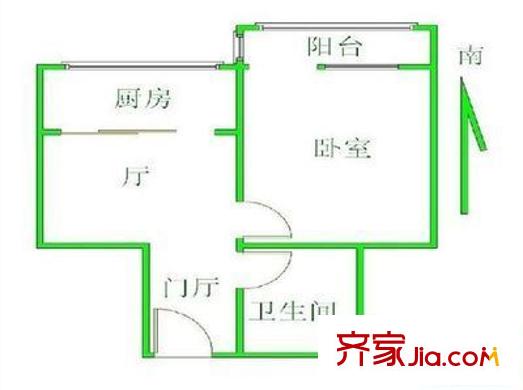 大众公寓户型图户型图 1室1厅1卫1厨