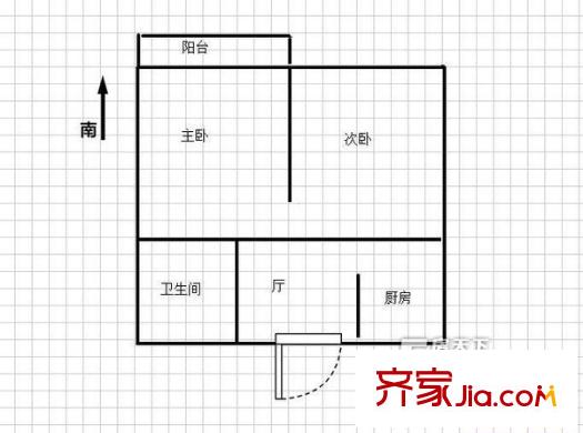 益同公寓户型图户型图 2室1厅1卫1厨