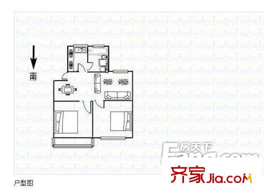 益同公寓户型图户型图 2室1厅1卫1厨