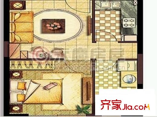 黃浦房產 1室 戶型圖