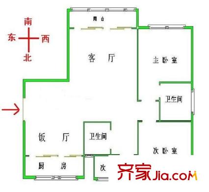 巨洋豪園戶型圖戶型圖 3室2廳2衛(wèi)1廚