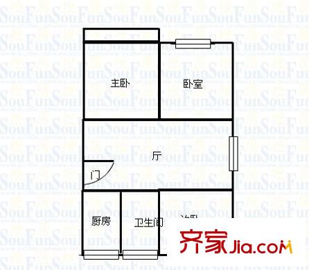 宝鸿小区户型图户型图 3室1厅1卫1厨