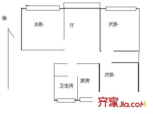 宝鸿小区户型图户型图 3室1厅1卫1厨