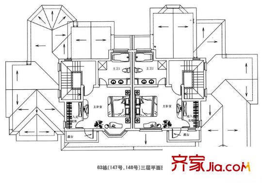 南瑞別墅戶型圖63棟三層 1室1衛(wèi)