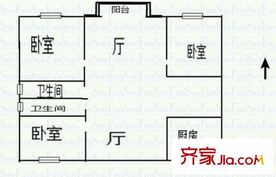 東興華苑 3室 戶型圖