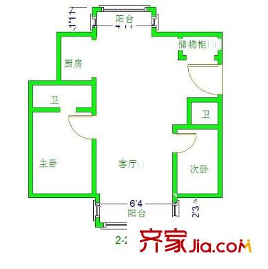彩虹園 2室 戶型圖