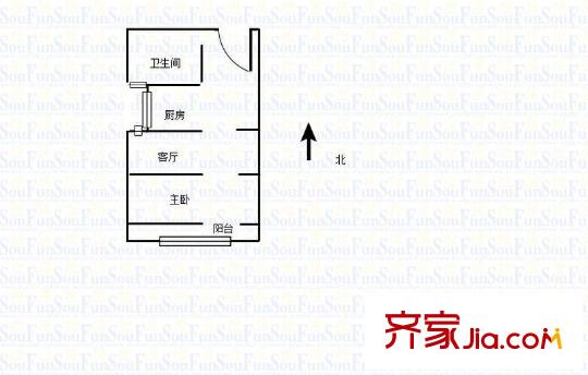 上鋼一村 1室 戶型圖