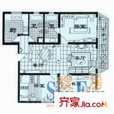 益民公寓户型图3室1厅2卫1厨