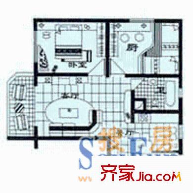 益民公寓户型图2室1厅1卫1厨