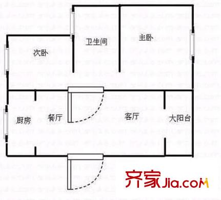 聚航苑戶型圖戶型圖 2室2廳1衛(wèi)1廚