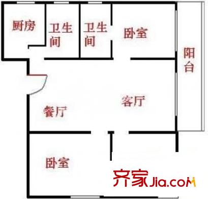 延平大厦 2室 户型图