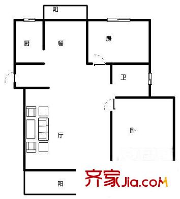 延平大厦 2室 户型图