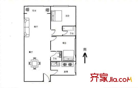 延平大厦 2室 户型图