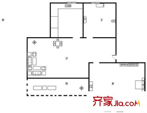 彩虹園 1室 戶型圖