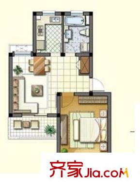 彩虹園 1室 戶型圖