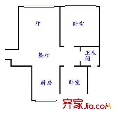 上海 崮山小區(qū)2室 戶型圖
