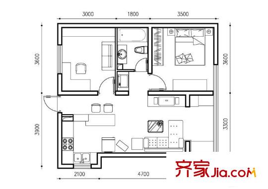 益民公寓 2室 户型图