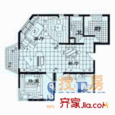 益民公寓户型图2室2厅1卫1厨