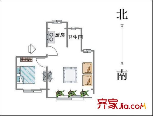 聚航苑戶型圖戶型圖 1室2廳1衛(wèi)1廚