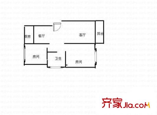 聚航苑戶型圖戶型圖 2室1廳1衛(wèi)1廚