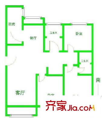 聚航苑戶型圖戶型圖 3室2廳2衛(wèi)1廚