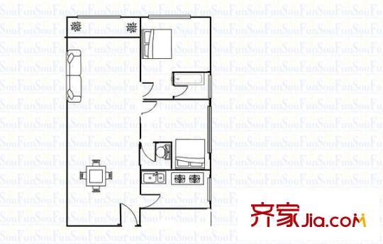 延平大厦 2室 户型图