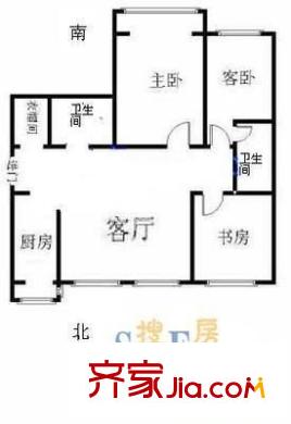 花园村雅苑户型图户型图 3室2厅2卫1厨