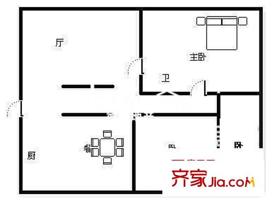 静安幸福公寓户型图户型图 3室2厅1卫1厨