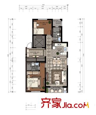 润地华庭G户型 2室2厅2卫1厨