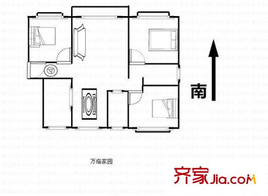 花园村雅苑户型图户型图 3室2厅2卫1厨
