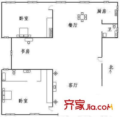 静安幸福公寓 3室 户型图