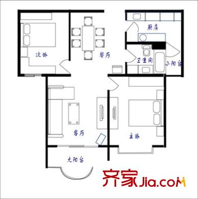 武定大厦 3室 户型图