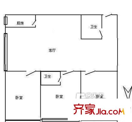 武定大厦户型图户型图 3室1厅1卫1厨