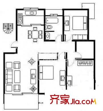 水岸茗苑 3室 户型图