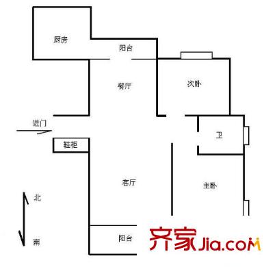 水岸茗苑 2室 户型图
