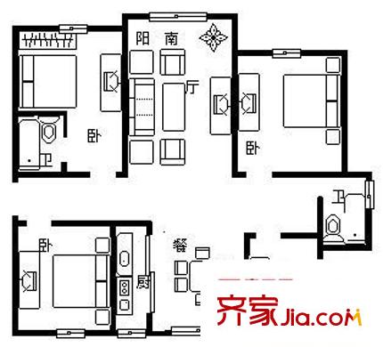 鹿特丹花园 4室 户型图
