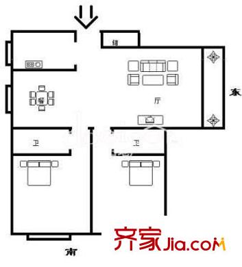 茂盛大厦 3室 户型图